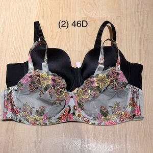 Set of 2 Savage X Fenty bras, black and floral lace, 46D